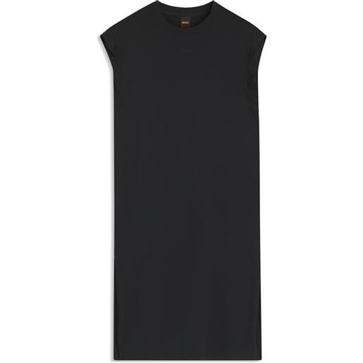 BOSS vestito in jersey con maniche a cappuccio e dettaglio logo, nero