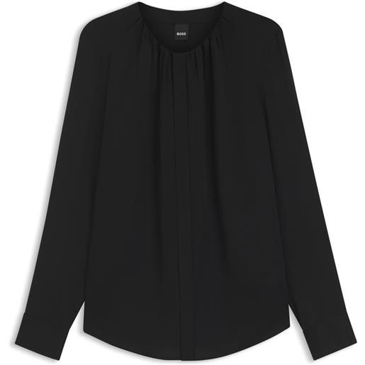 BOSS camicetta regular fit senza collo in seta elasticizzata, nero