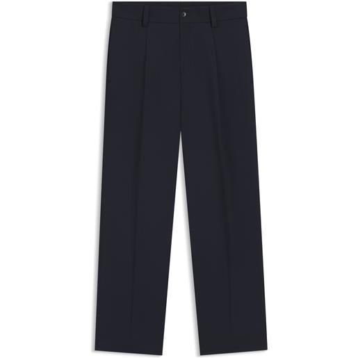 HUGO pantaloni con fit moderno in twill elasticizzato con piega sulla parte anteriore, blu scuro