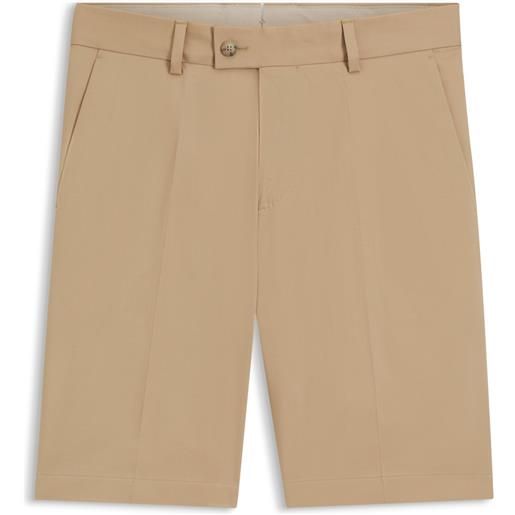 BOSS bermuda con fit affusolato in cotone, seta e tessuto elasticizzato, beige