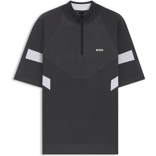BOSS maglione in cotone con lavorazione jacquard, grigio scuro