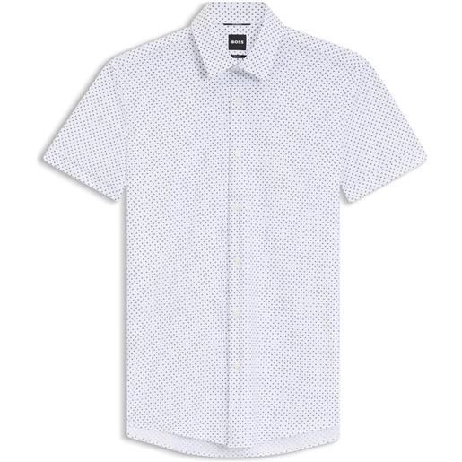 BOSS camicia slim fit in jersey elasticizzato ad alte prestazioni con stampa, motivo azzurro chiaro