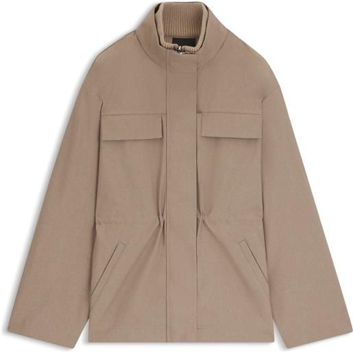 BOSS giubbotto idrorepellente con maniche arricciate, marrone chiaro