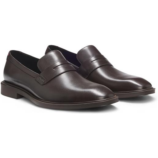 HUGO mocassini penny in pelle, marrone scuro