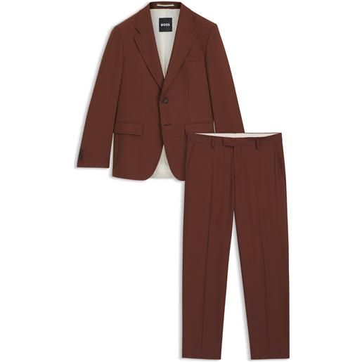 BOSS abito due pezzi slim fit in lana vergine con micromotivo, marrone