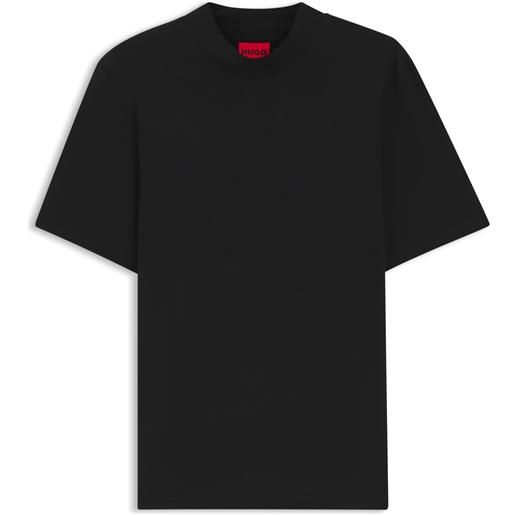 HUGO t-shirt slim fit in cotone elasticizzato con colletto rialzato, nero