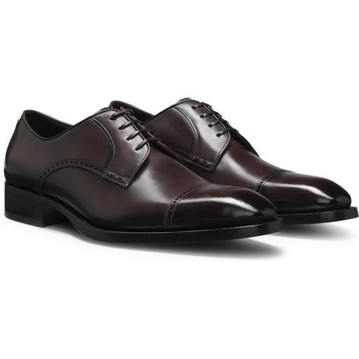 BOSS scarpe derby in pelle con dettagli brogue, marrone scuro