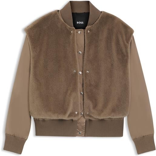 BOSS bomber in raso con gilet in materiale sintetico rimovibile, marrone