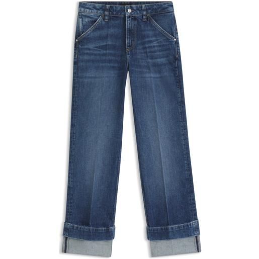 BOSS jeans slim fit in denim elasticizzato indaco con risvolto, blu
