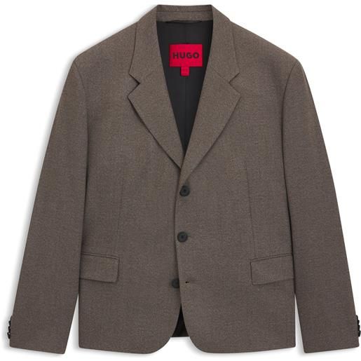 HUGO giacca all-gender dal taglio moderno in twill mouliné, marrone