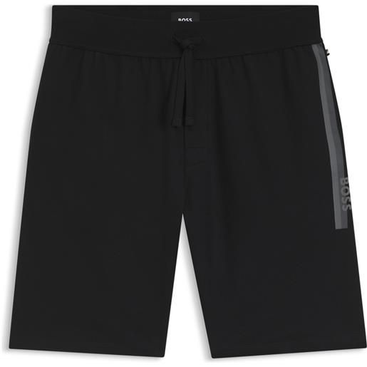 BOSS shorts da abbigliamento da casa in terry di cotone con logo stampato, nero