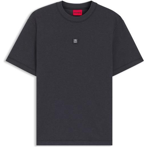 HUGO t-shirt in misto cotone con logo scomposto, grigio scuro