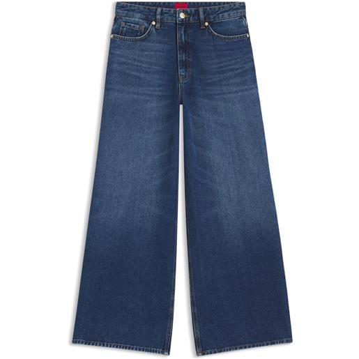 HUGO jeans a gamba larga in denim rigido blu, blu