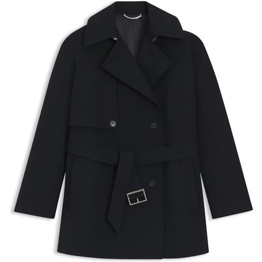 BOSS trench in cotone con cintura con fibbia, blu scuro