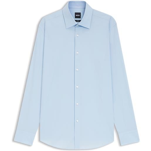 BOSS camicia slim fit in popeline di cotone elasticizzato facile da stirare, celeste