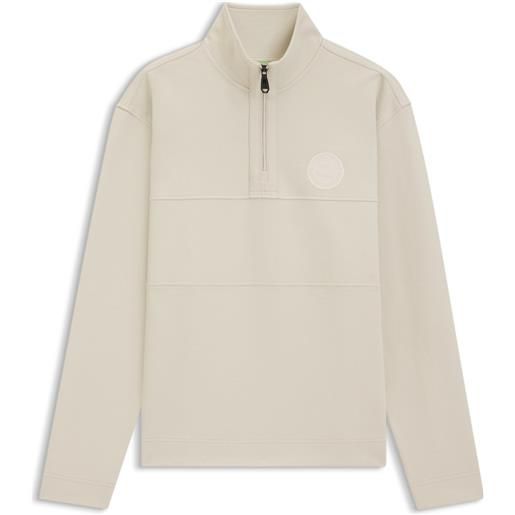BOSS felpa in misto cotone con logo ispirato al tennis, colore neutro