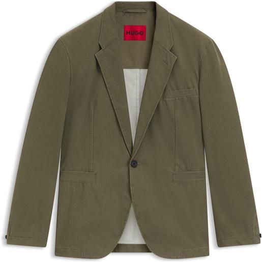 HUGO giubbotto con fit moderno in twill di misto cotone, kaki