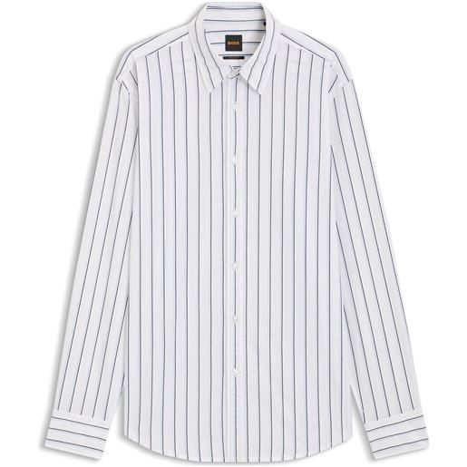 BOSS camicia regular fit in popeline di cotone stampata, righe azzurre