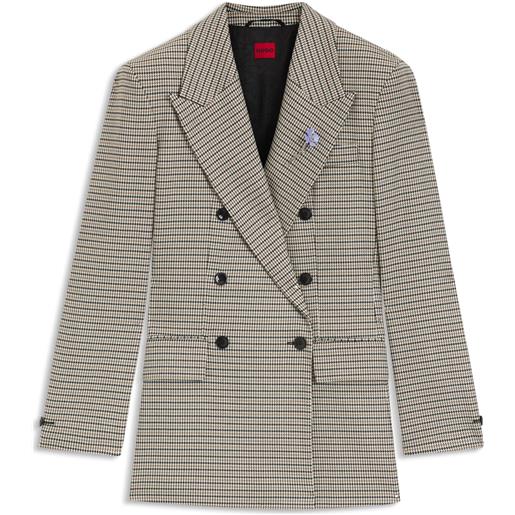 HUGO blazer a vestibilità comoda con micromotivo pied-de-poule, a disegni