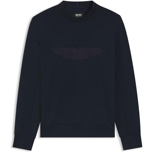 BOSS x aston martin felpa con particolare a forma di ala, blu scuro