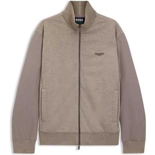 BOSS x aston martin felpa con particolare a forma di ala, marrone chiaro