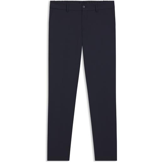 BOSS pantaloni slim fit in twill di misto lana lavabile, blu scuro
