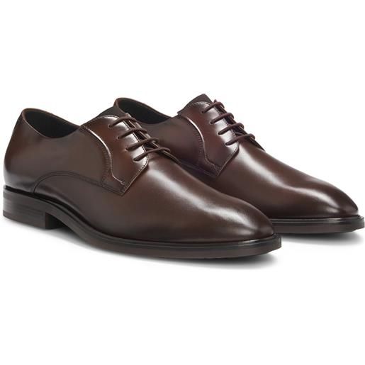 BOSS scarpe derby in pelle liscia, marrone