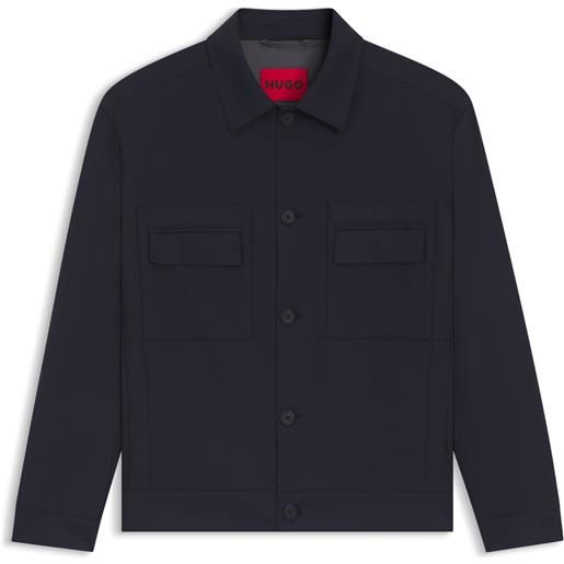 HUGO giacca slim fit in twill antipiega, blu scuro