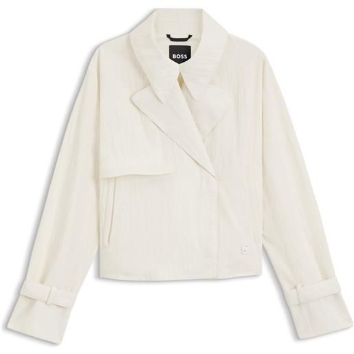 BOSS trench corto in crêpe manopesca, colore neutro