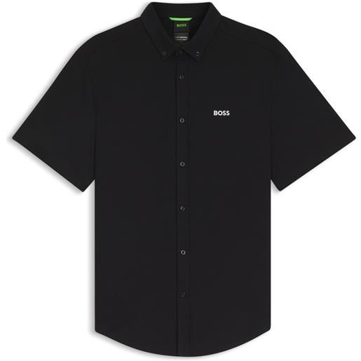 BOSS camicia regular fit in jersey di cotone resistente alle rughe, nero