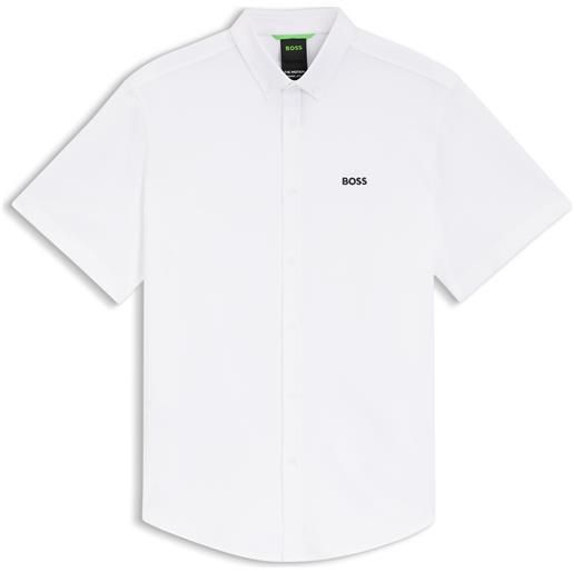 BOSS camicia regular fit in jersey di cotone resistente alle rughe, bianco
