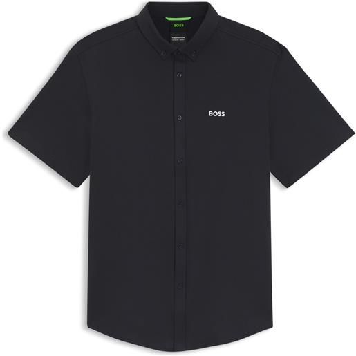 BOSS camicia regular fit in jersey di cotone resistente alle rughe, blu scuro