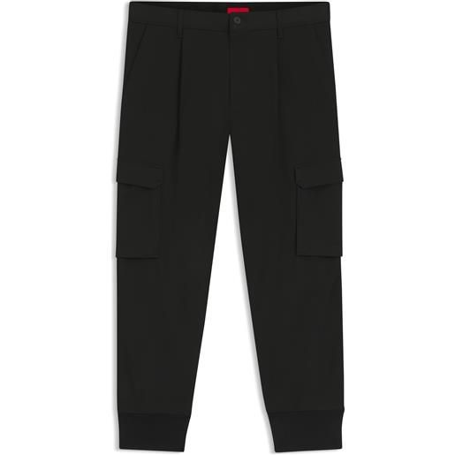 HUGO pantaloni slim fit con tasche cargo, nero