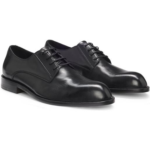BOSS scarpe derby in pelle con logo goffrato, nero