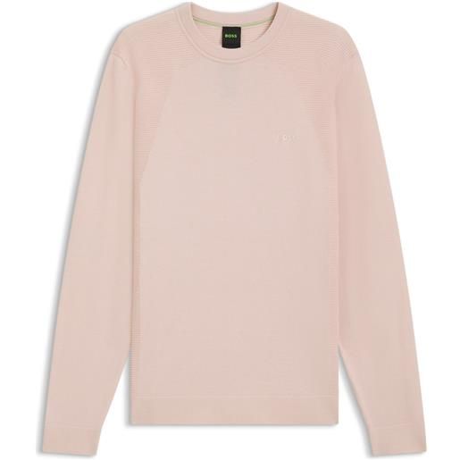 BOSS maglione in misto cotone con lavorazione bodymapping, rosa chiaro