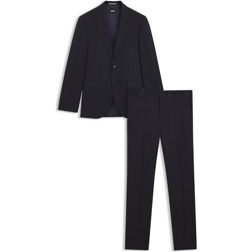 BOSS abito due pezzi regular fit in lana vergine a righe, righe blu