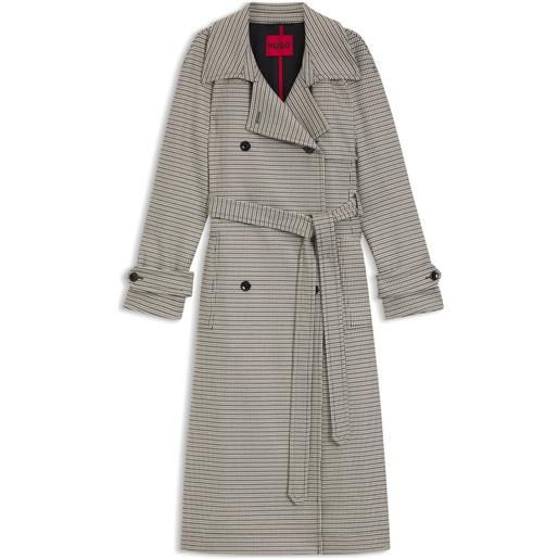 HUGO trench a motivo pied-de-poule con cintura, a disegni