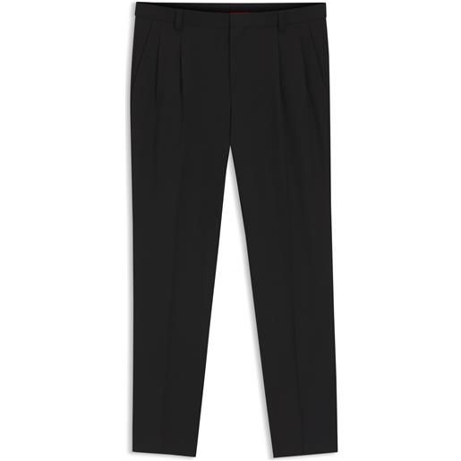 HUGO pantaloni extra slim fit in twill di misto lana, nero