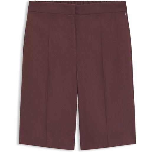 BOSS shorts relaxed fit in misto lino, marrone scuro