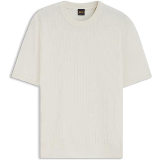 BOSS t-shirt in maglia di cotone e lino, colore neutro