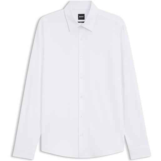 BOSS camicia slim fit in tessuto elasticizzato strutturato ad alte prestazioni, bianco