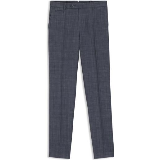 BOSS pantaloni slim fit in lana vergine, seta e lino, blu scuro