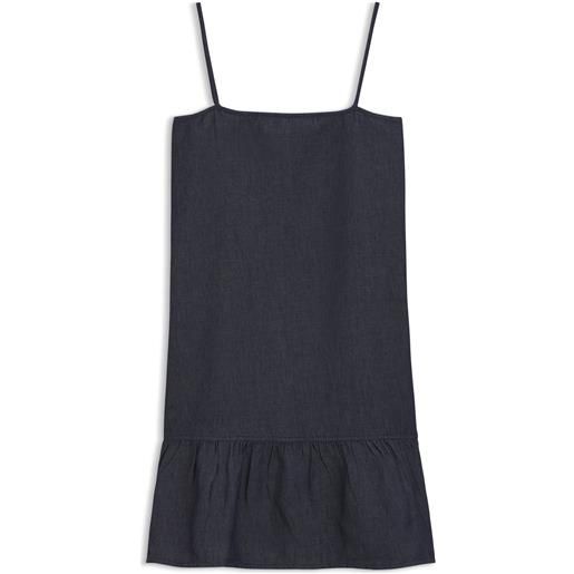 HUGO vestitino con spalline sottili in denim misto cotone, blu scuro