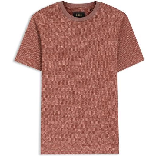 BOSS t-shirt strutturata mouliné in cotone, lino e seta, rosso