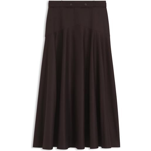 BOSS gonna a trapezio con cintura in cotone elasticizzato, marrone scuro