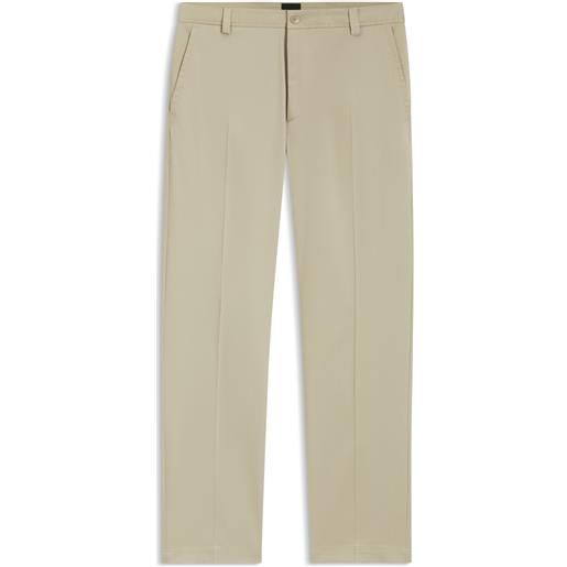 BOSS pantaloni straight fit in twill elasticizzato, beige