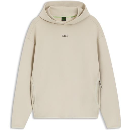 BOSS felpa con cappuccio in misto cotone con grafico riflettente, beige chiaro