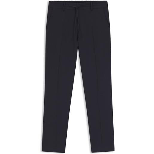 BOSS pantaloni slim fit ripiegabili in misto lana lavabile, blu scuro