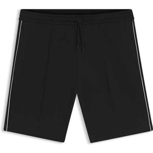 BOSS shorts in misto cotone con bordi profilati, nero