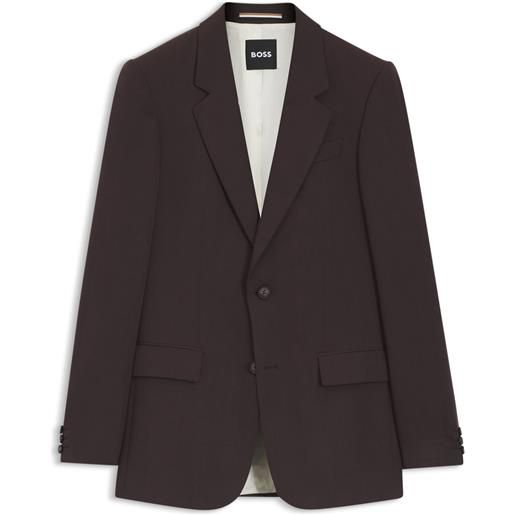 BOSS giacca abito relaxed fit in twill, marrone scuro